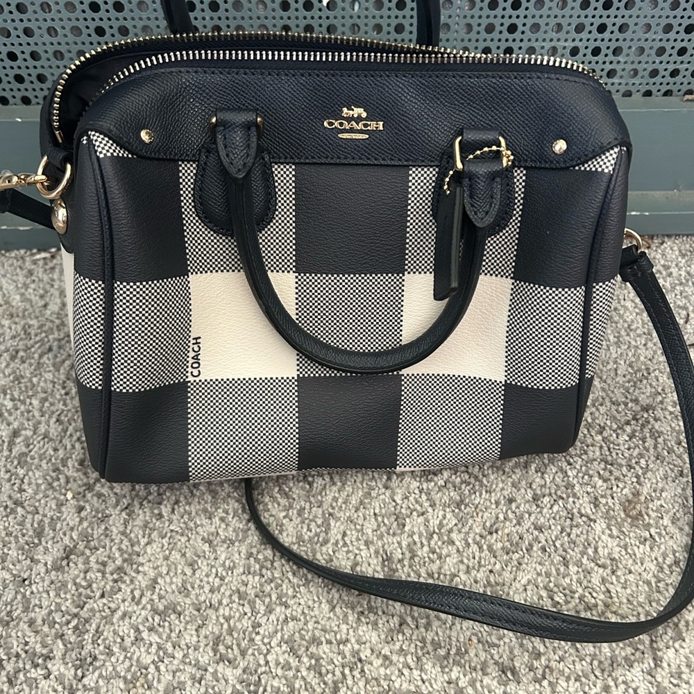 Coach Black and White Crossbody Bag with Gold Accents